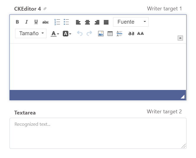 Setting two writing locations using TextAreas