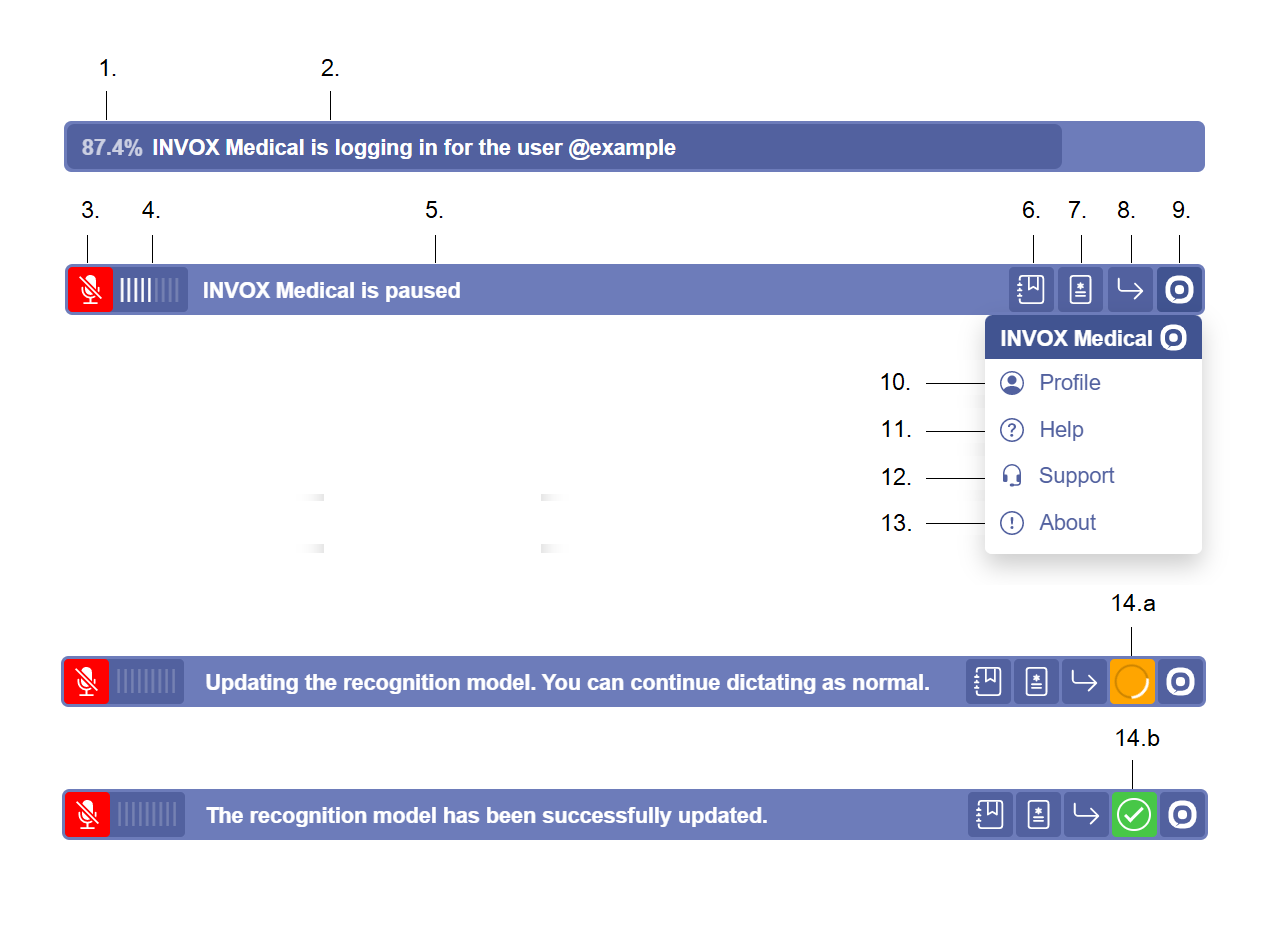 Dictation Bar Component elements