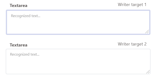 Setting two writing locations using TextAreas