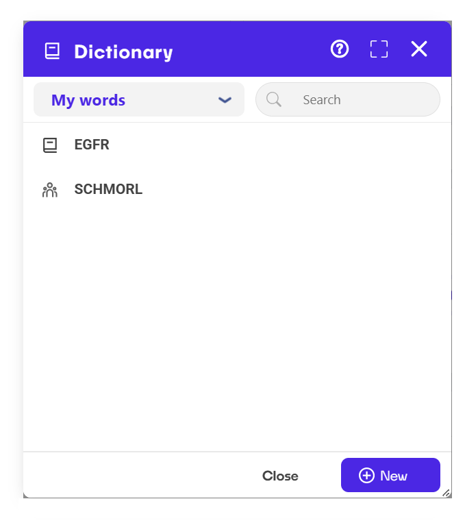 Dictionary Component