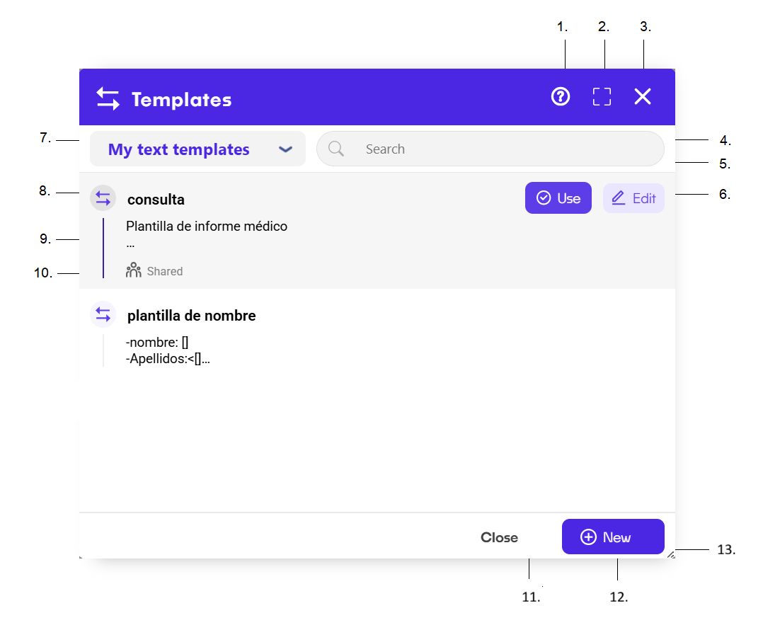 Templates Component elements
